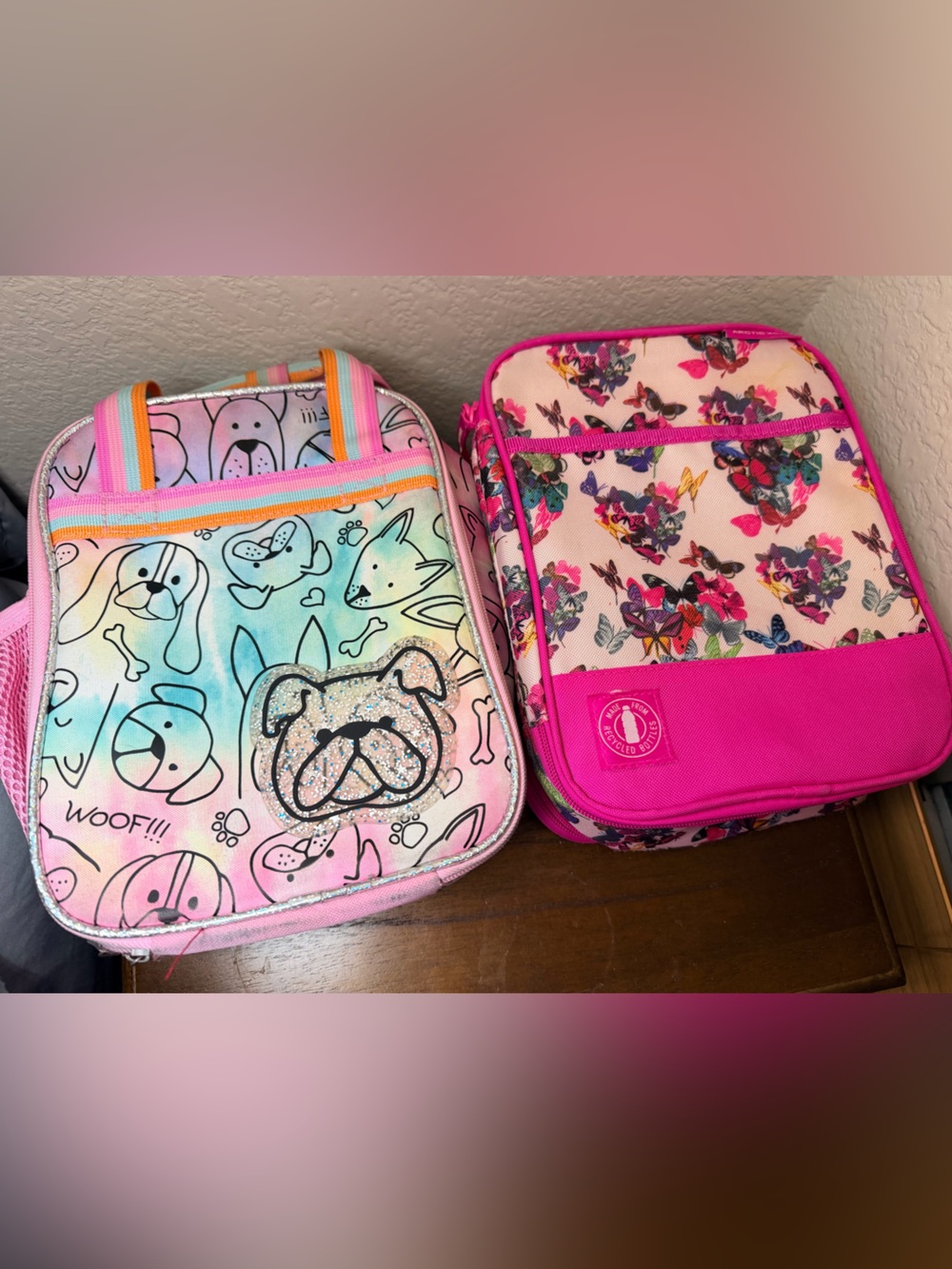 Girls' Lunchbox Duo Rainbow Puppy Zippered lunchbox & Butterfly Lunchbox